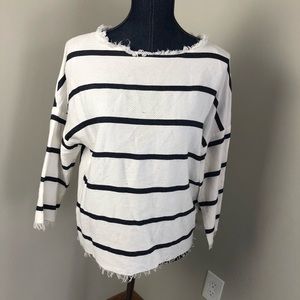 Zara basics size large raw edge stripe shirt